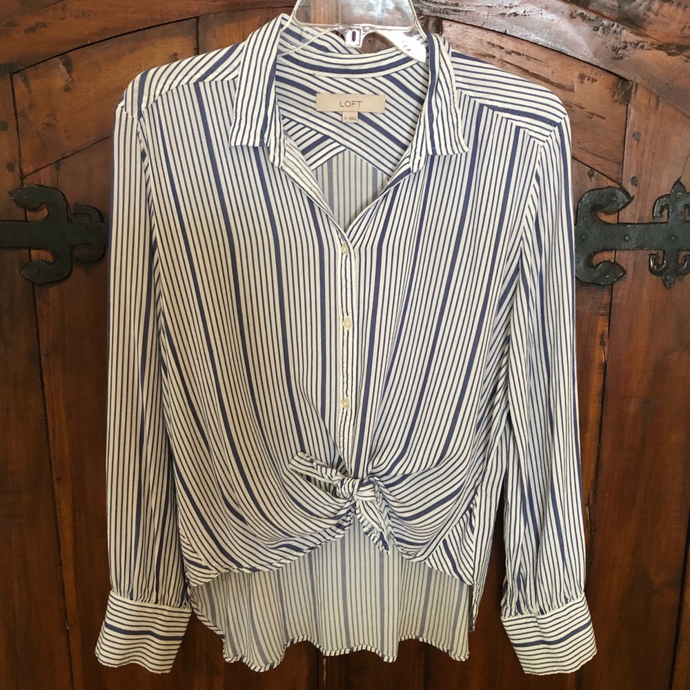 LOFT Blue & White Button Down